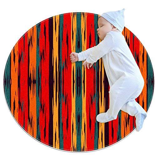 ASDFSD - Alfombra turca de color azul para cuarto de bebé, redonda, cálida, suave, para actividades de suelo, antideslizante, para dormitorios de niños, 31.5 x 31.5 pulgadas