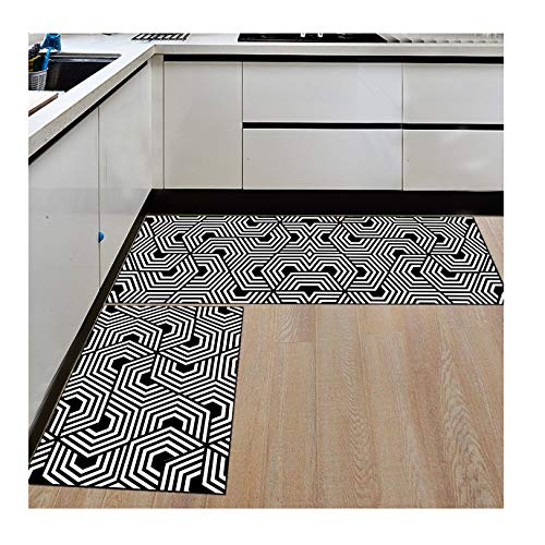 CanaDitan - Alfombra antideslizante para cocina, alfombra de puerta, salón de dormitorio, caucho poliéster, Figure Géométrique, 50*120cm