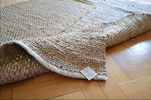 Designs Emporium Natural Yute Alfombra Hecha a Mano Soporte de Nudos Dhurrie Tamaño Grande Respetuoso con el Medio Ambiente, Yute, 60 x 90 cm