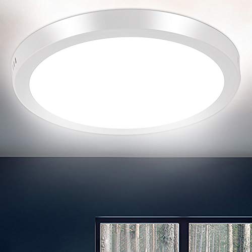 Foco para techo led -24W Plafón de techo redonda, 6000K, Blanco frío, No-Regulable, 1920LM, Se utiliza en Cocina, Dormitorio, Baño y Galería [enegía clase A+] [Clase de eficiencia energética A+]