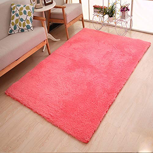 HEQUN Alfombra Antideslizante Alfombras/Alfombra Shaggy de la Sala de Estar súper Blandas Alfombra Peluda mullida para el hogar Deco Comedor Dormitorio Niños (Rosado, 60x160cm)