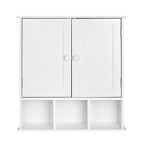 Homfa Armario de Pared Armario para Cocina Baño con 2 Puertas 5 Compartimentos Blanco 56x13x58cm