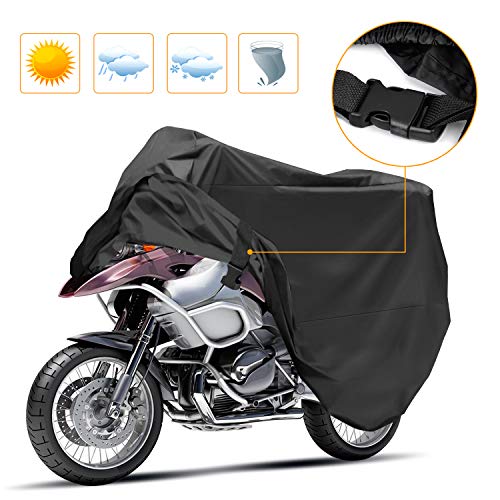 Korostro Funda para Motocicleta, Funda para Moto Cubierta Impermeable Funda Protector 190T, Cubierta de la Moto a Prueba de Polvo Protectora UV Aire Libre Resistente al Agua Cubierta (XL)