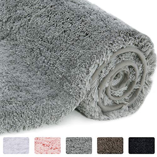 Lifewit baño Mat Gris, Microfibra Suave Shag Super Agua Absorbente No-Slip Rubber Baño Rug, Grueso, Máquina Lavable, 80 x 50 x 4cm