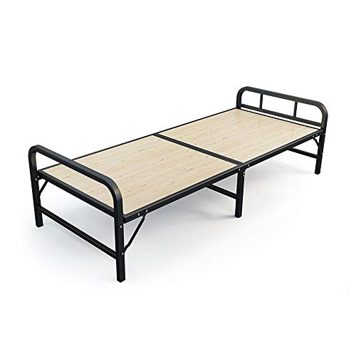 LSX Cama Plegable Individual Cama de Madera portátil Habitación de Alquiler Cama Individual 198 cm con colchón de 4 cm, 2 Estilos Cama Plegable (Color : A)