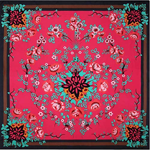 NA Nueva Bufanda de Rayas de Flores de 130cm Grande Alquiler Plaza Bufanda de Seda de la Tela Cruzada de protección Solar mantón for Mujer del pañuelo Moda TTYDB (Color : 2, Size : 130 * 130cm)