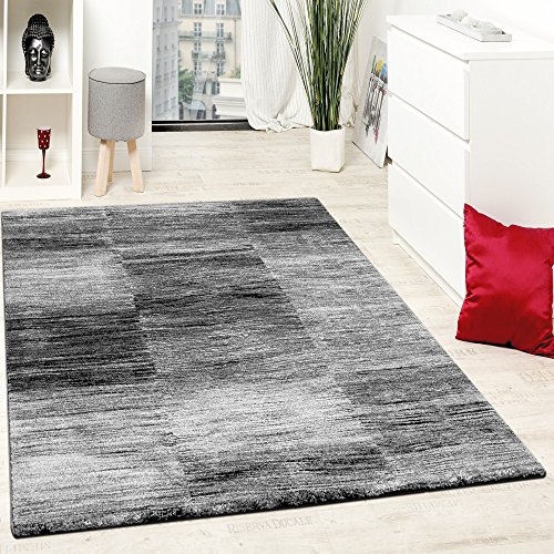 Paco Home Alfombra De Diseño Moderna para El Salón Velour Corto A Cuadros En Gris Y Negro, tamaño:60x100 cm