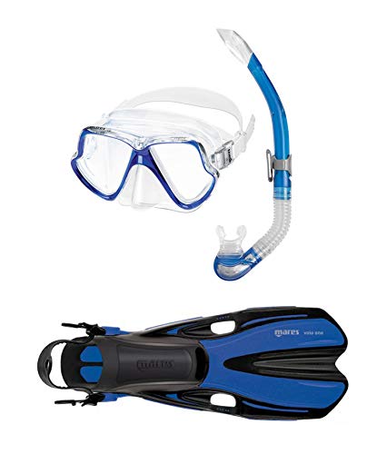 Sport Eder Mares Wahoo + Volo One - Set de Buceo, Azul, L/XL (44-47)