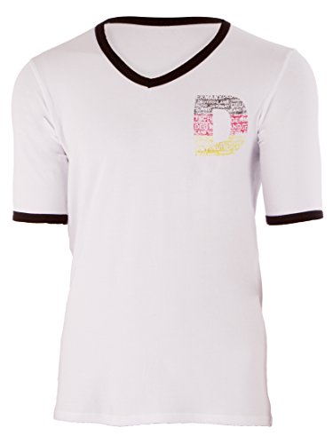 Ultrasport Deutschland 2014 - Camiseta para Hombre, diseño Retro con Letra D y Bandera de Alemania Blanco Blanco/Negro Talla:Small