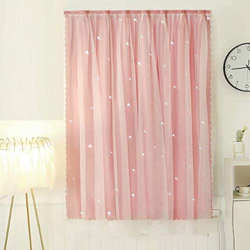 Waymeduo cortinas de ventana Cortinas no perforadas tela de sombra Fábrica Velcro autoadhesivo dormitorio Pink 0.9 * 2.0m