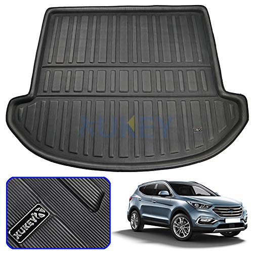 XUKEY para Hyundai Santa Fe 2013 – 2018 7 Asientos Maletero Maletero Trasero Maletero Bandeja de Suelo Alfombra Bandeja de Equipaje Barro Kick Pad a Medida