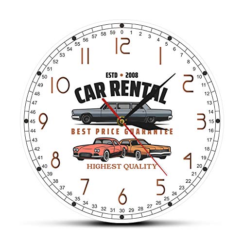 YCEOT Reloj de Pared Alquiler de Coches Decoración de Oficina Arte de la Pared Garaje Reloj de Pared Mecánico Personalizado Regalo de Conductores