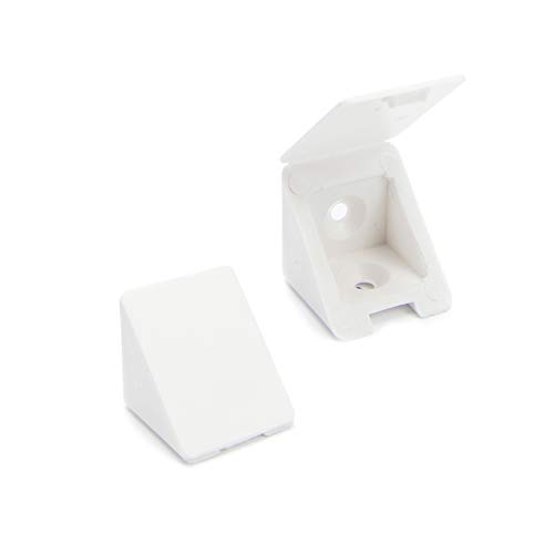 40 x Conector de muebles/conector angular con tapa | Sossai® BT1, 2 agujeros | Color: blanco | Material: plástico