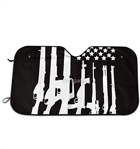 Comfort&products Gun Design American Flag Car Windshield Sun Shades Universal Fit 51.2"" X 27.5"",Car Truck SUV Vehicle Sunshade Front Windshield Fashion