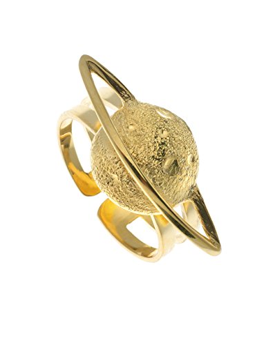 Dime que me quieres jewelry - Anillo de latón con 3 micras de baño de Oro de 18kl. Tiene un Planeta de 3 cm con la Superficie. El Anillo es Ajustable.