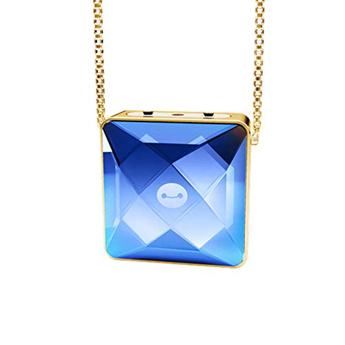 FVNR necklaceGift para niñas Ionic Personal Crystal Necklace Ambientador Reductor de Humo Mini portátil USB Ionizer portátil Purificador de Aire-Blue_0.5