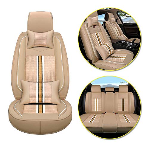 Longzhimei Cubierta de Asiento de Carro para L ANCIA FLAVIA YPSILON Delantero y Trasero de 5 Plazas - Amortiguador de Asiento Interior del Coche (Beige calido)