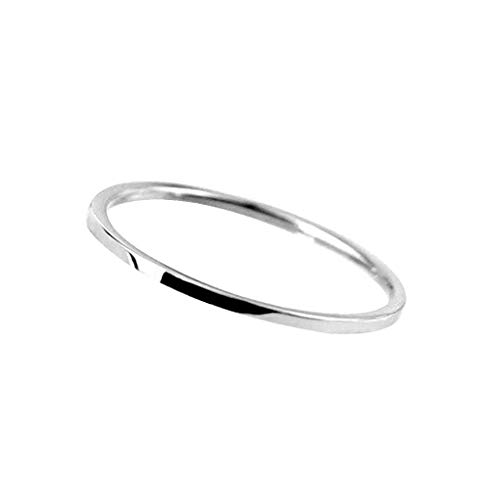 Mengonee Diseño simple de 1 mm liso fino acero inoxidable Anillo de Mujeres Hombre Niño Niña mano joyería de Navidad regalo de compromiso