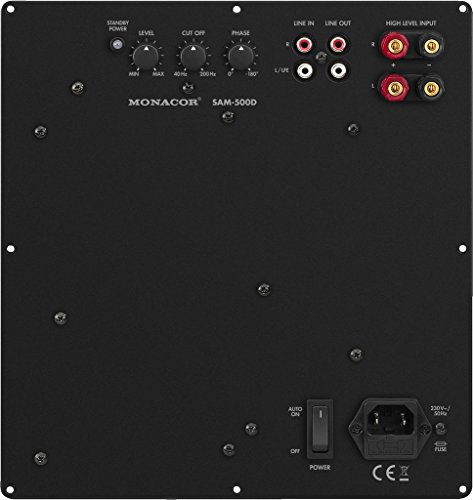 Monacor SAM-500D Active - Subwoofer (500 W, Altavoz de subgraves (subwoofer) Activo, 20-200 Hz, 700 W, 22000 Ω, Negro)