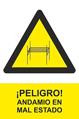 MovilCom® - Señal de aluminio PELIGRO ANDAMIO MAL ESTADO 210X300mm homologado nueva legislación (ref.RD30946)