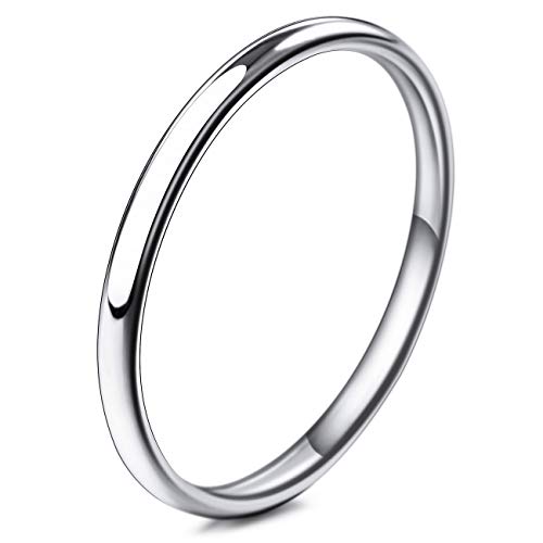 MunkiMix Ancho 2mm Acero Inoxidable Banda Venda Anillo Ring El Tono De Plata Alianzas Boda Talla Tamaño 7 Hombre,Mujer