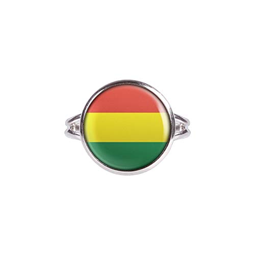 Mylery Anillo con Motivo Bolivia Bandera de Sucre Bolivia Plata 14mm