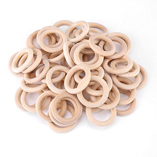 Paquete de 20Pcs 50mm Anillo de Madera Artesanal Anillos de Madera sin Terminar Para Bricolaje Accesorios para Collar,Pulsera,Pendientes