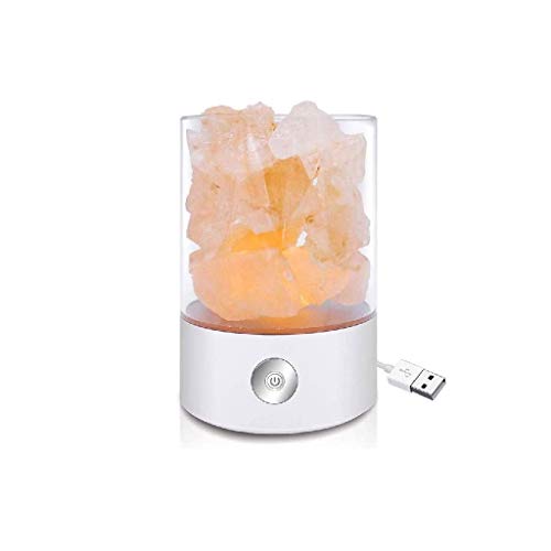 SQDDM Lámpara de sal, rosado natural Lámparas de sal de roca, mar luz de la noche de cristal de sal del USB con el interruptor del tacto dimmer, Recuerdos