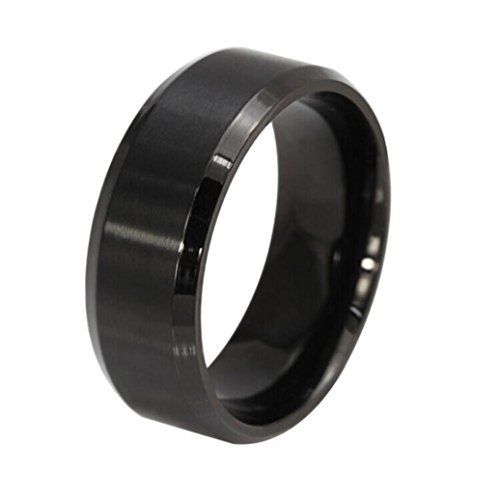 Toamen Nuevo Anillo De Acero Inoxidable Anillo De Oro Negro De Titanio Para Hombre (Tamaño 10(Diámetro：19.7mm), negro)