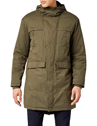 Urban Classics Cotton Peached Canvas Parka Chaqueta, Grün (Olive 176), Large para Hombre