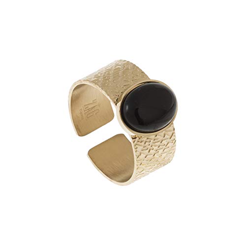 Zag Bijoux - Anillo de Piedra ónix Negro (Dorado)