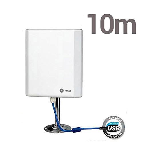 ANTENA WONECT 10 METROS PANEL PLANAR 36DBI EXTERNA COMPATIBLE AUDITORIA CHIPSET RALINK 3070 EXTERIOR CON 10M CABLE USB ACTIVO