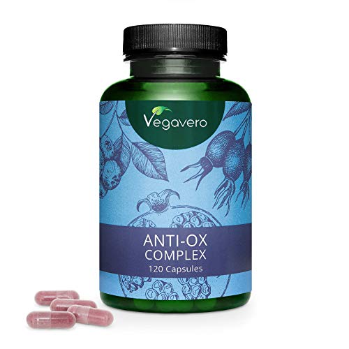 Antioxidante Vegavero® | Antiage en Cápsulas | Acai Berry + Aronia Berry + Rosa Mosqueta + Extracto de Granada + Cranberry (Arándano Rojo) | Rico en Polifenoles + Flavonoides | 120 Cápsulas