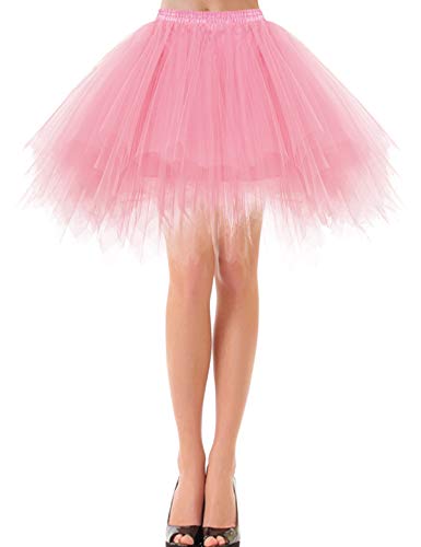 Bbonlinedress Faldas con Vuelo Tul Mujer Enaguas Cortas Mini Ballet Danza Fiesta Light Coral XL