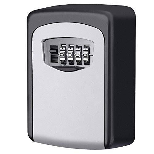 Caja fuerte para llaves, Candado de Seguridad con Combinación 4 dígitos,Caja de Seguridad para Llaves, se puede clavar en la pareds, Adecuada para el Hogar, el Garaje y la Granja,ect