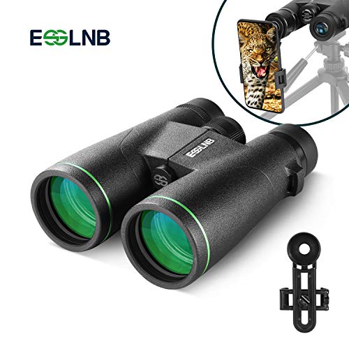 ESSLNB Prismaticos 10X50 Prismaticos Profesionales con Adaptador de Telefono BAK4 Completamente Multi-Revestido Prisma para Observación de Aves Caza con Bolso y Correa