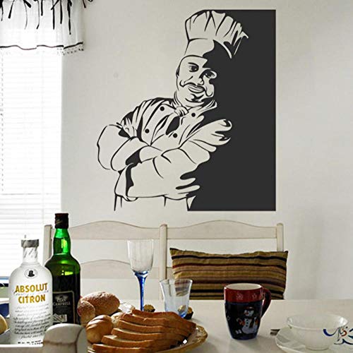 Etiqueta de la pared Envío gratis respetuoso del medio ambiente cocina autoservicio chef busto decorativo s calcomanías murales cocina Vinilo papel pintado 57x65cm