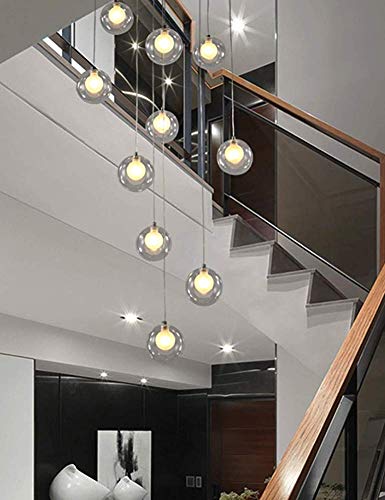 GBX Araña de iluminación minimalista moderna para el hogar, candelabros 12 Bolas de cristal Luces Moderna y creativa Sala de estar Colgante Luz de vidrio Burbujas Villa Lámpara de techo Duplex Aparta