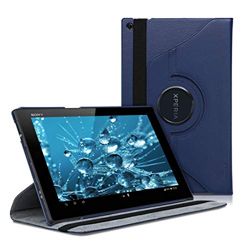 kwmobile Funda compatible con Sony Xperia Tablet Z - Carcasa de cuero sintético para tablet en azul oscuro