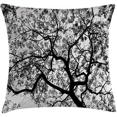 Nat Abra Decoración de apartamento Funda de Almohada, Ramas de árboles forestales Decoración Moderna Lámina temática de película de Terror Espeluznante, Fundas de Fundas de Almohada 45X45CM