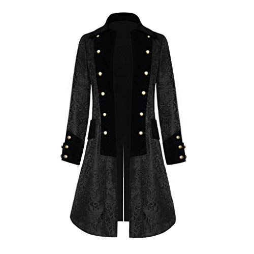 Reooly Chaqueta para Hombre Moda Steampunk Chaqueta Retro Jacquard gótico Ropa de Trabajo Chaqueta de Abrigo Uniforme(Negro,Medium)