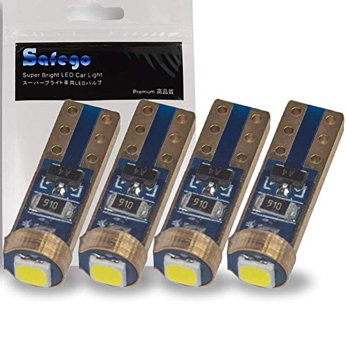 Safego 4x T5 286 306 Bombilla 3030SMD 1LED Luz Lampara Coche Luz del Tablero de Instrumentos para Leer del Mapa Blanco DC12V