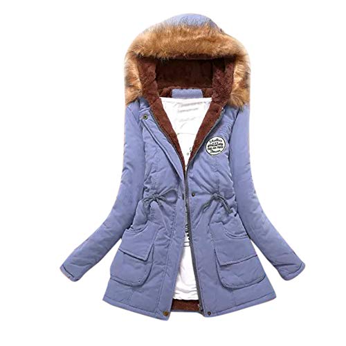 SHOBDW Invierno Mujeres Moda Informal más Gruesa Slim sólido Abajo Chaqueta Abrigo (Cielo Azul, S)