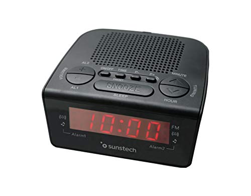 Sunstech FRD18BK - Radio Despertador Digital PLL con Alarma Dual, Snooze y Sleep, Negro