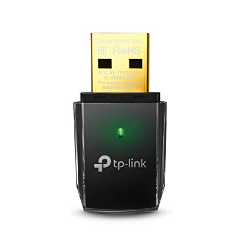 TP-LINK Archer T2U Adaptador WiFi USB, Receptor WiFi con Doble Banda AC 600 Mbps, Mini Tamaño, USB 2.0, Seguridad avanzada, negro