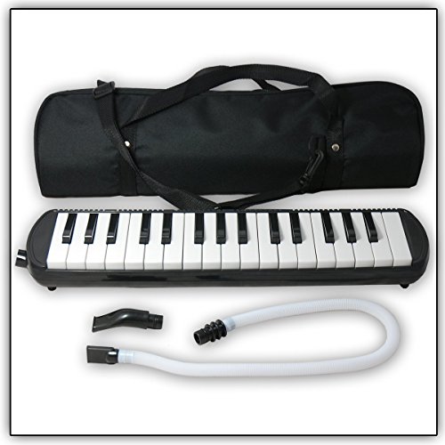 Tuyama® TMD Melodica Negro Con boquilla y manguera de soplado, Incluye una bolsa para transporte (32 teclas)