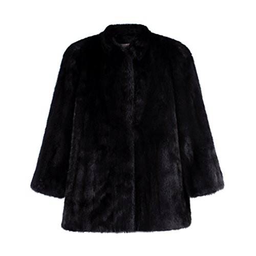 YuanDian Mujer Otoño Invierno Casual Color Sólido Manga Larga Abrigos De Pelo Cálido Suave Imitacion Piel Sintetica Chaquetas Outwear Negro S