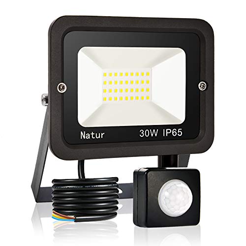 30W LED Foco Exterior con Sensor Movimiento, bapro Proyector Led Impermeable IP65 Floodlight Led Foco Blanco Frío 6000K Exterior Iluminación para Patio, Almacén, Camino, Jardín