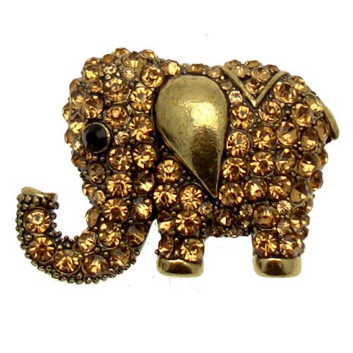 Acosta broches - color oro antiguo - elefante de cristal broche de topacio