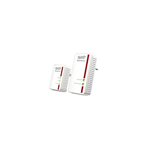 AVM FRITZ!Powerline 540E WLAN Set International - Adaptador/extensor de red por línea eléctrica, PLC, HomePlug AV2, IEEE P1901, 500 Mbps, punto de acceso Wi-Fi N integrado, Mesh, 2 puertos LAN